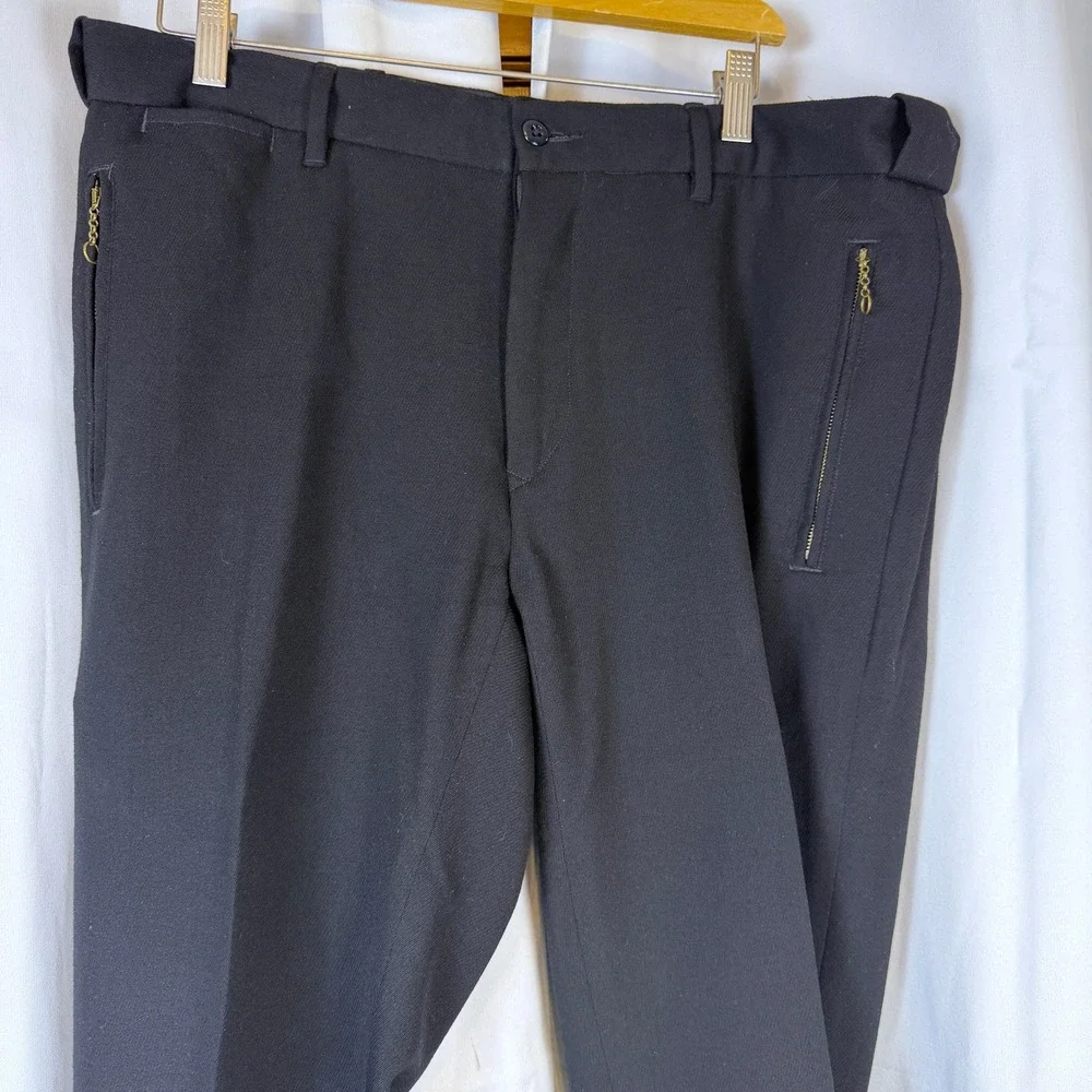 Polo Ralph Lauren Mens 36x34 Black 100% Wool Straight Fit Zipper Pocket Trousers